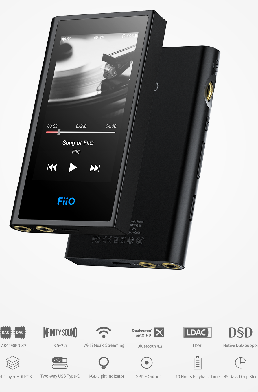 売り尽くし価格 M9 FiiO M9 - ブラック Bluetooth/Wi-Fi/バランス出力 ...
